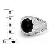 Men's Black Cabochon Onyx Sterling Silver 925 Ring 16MM
