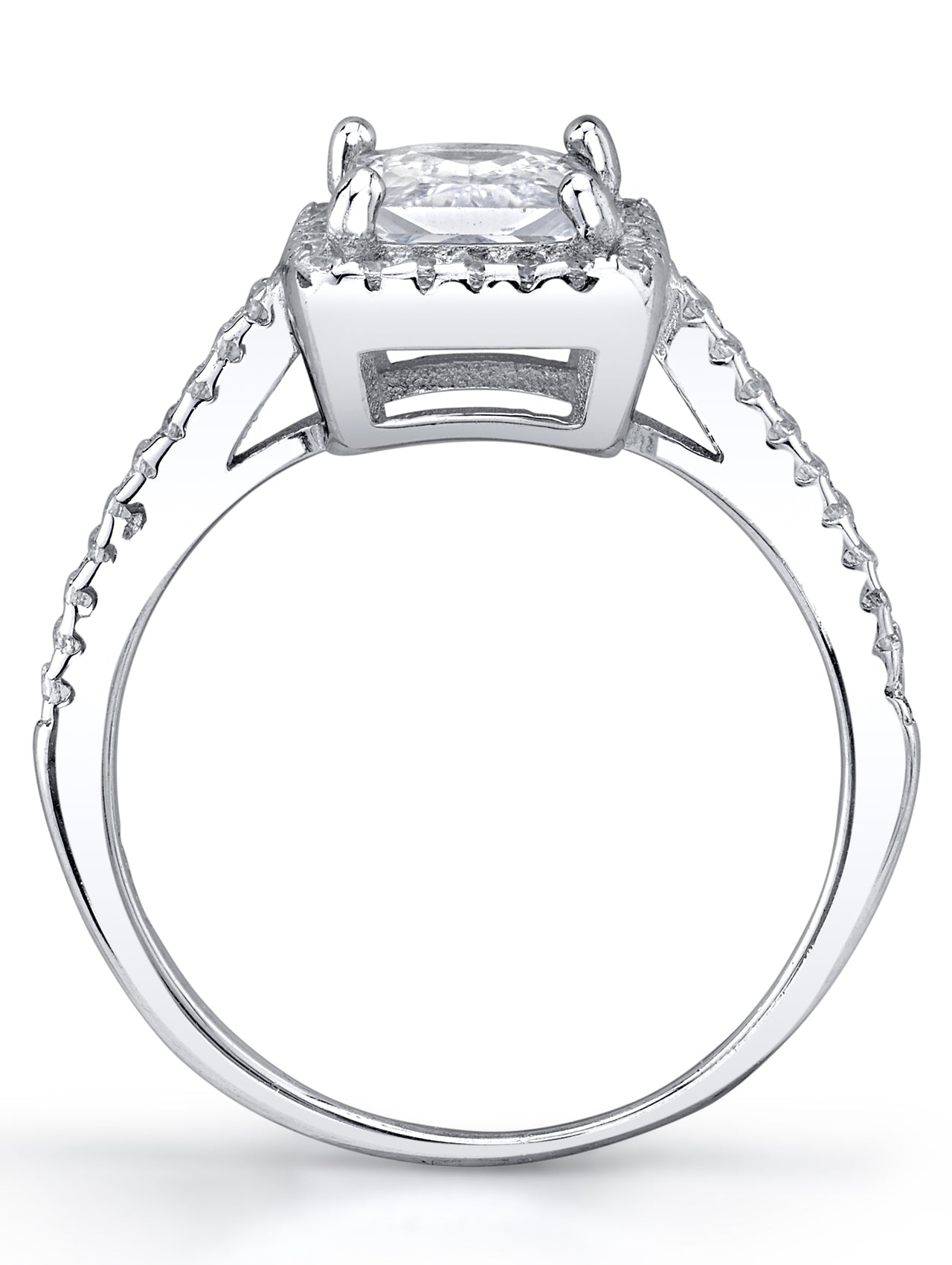 Women's Sterling Silver 925 1ct. Engagement Wedding Ring Round Princess-Cut Cubic Zirconia