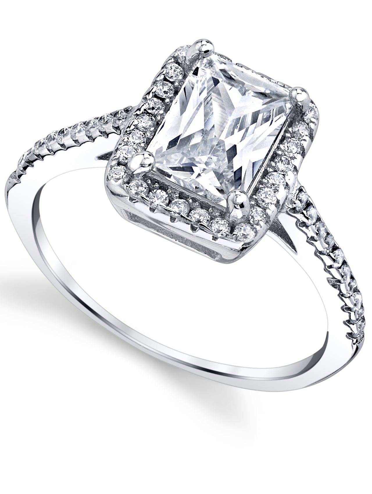 Women's Sterling Silver 925 1ct. Engagement Wedding Ring Round Princess-Cut Cubic Zirconia