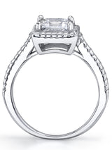 Women's Sterling Silver 925 1ct. Halo Engagement Wedding Ring Asscher-Cut Cubic Zirconia