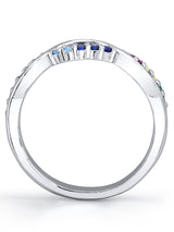 Womens Sterling Silver 925 Infinity Ring Band Multi-color Rainbow Cubic Zirconia