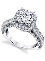 Womens Sterling Silver 925 2ct. Engagement Wedding Ring Scalopped Cubic Zirconia Band