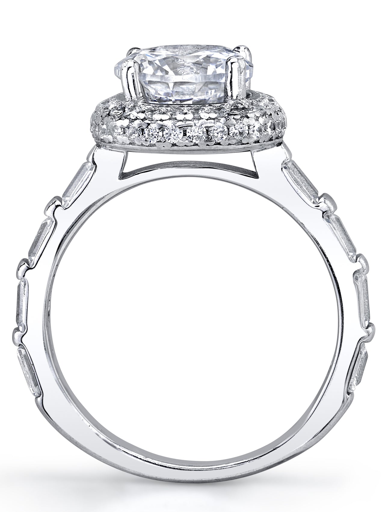 Womens Sterling Silver 925 2ct. Engagement Wedding Ring Scalopped Cubic Zirconia Band