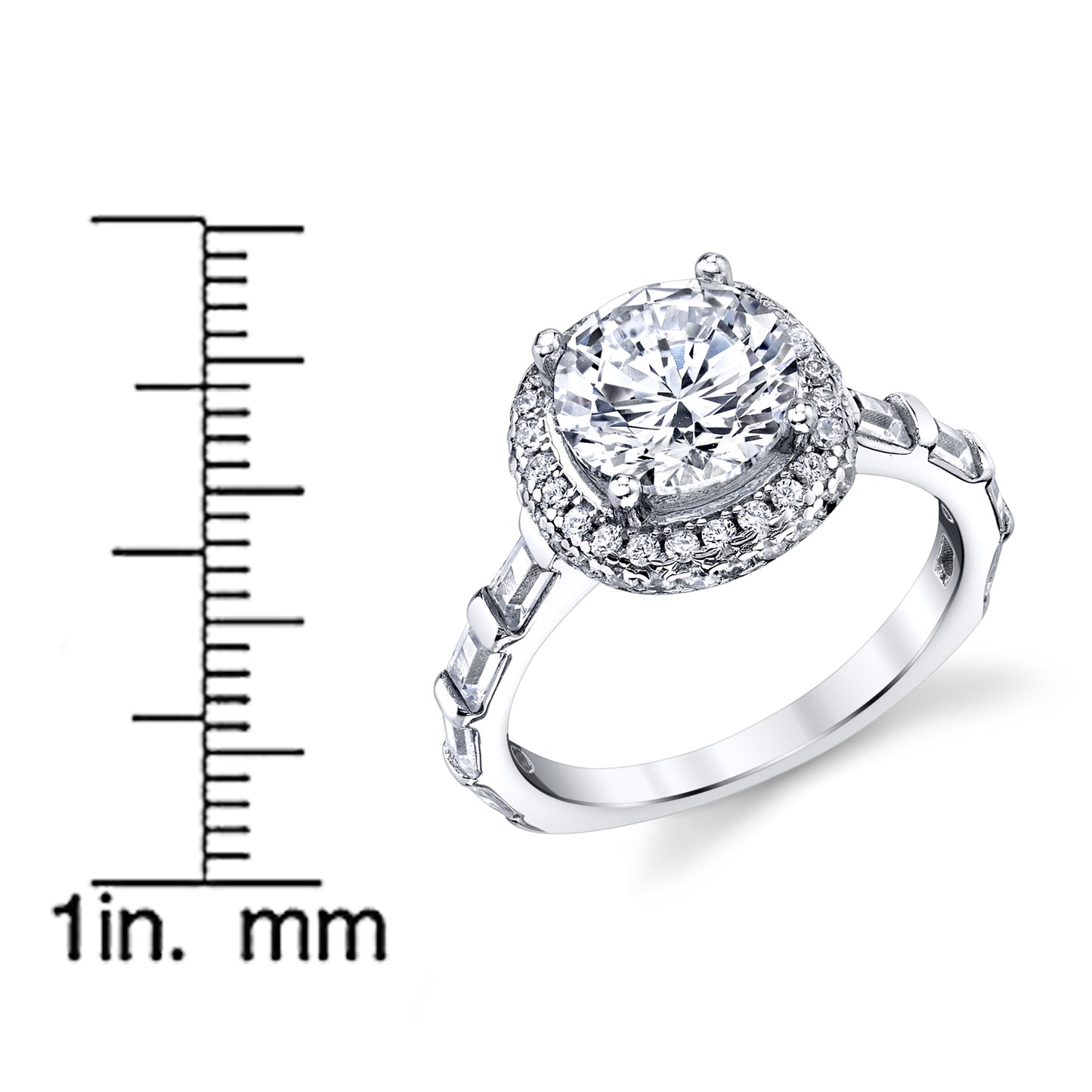 Womens Sterling Silver 925 2ct. Engagement Wedding Ring Scalopped Cubic Zirconia Band