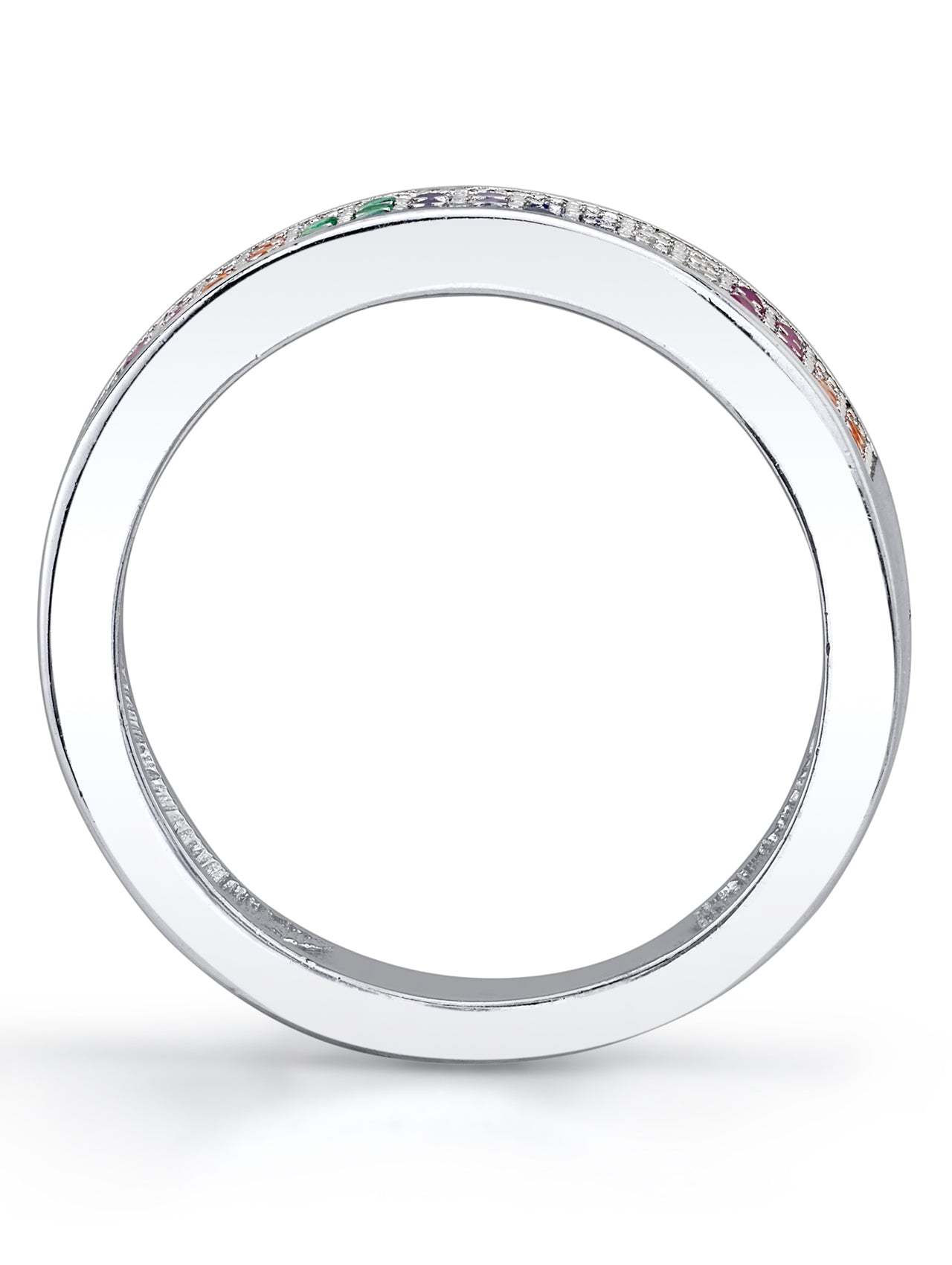 Womens Sterling Silver 925 Ring Band Multi-color Micro Pave Set Cubic Zirconia