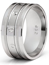 Men's Sterling Silver 925 Ring Milgrain Wedding Band Grooved Comfort-Fit 9MM