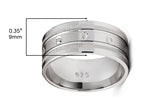 Men's Sterling Silver 925 Ring Milgrain Wedding Band Grooved Comfort-Fit 9MM