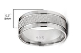 Men's Sterling Silver 925 Ring Hammered Wedding Band Comfort-Fit 8MM