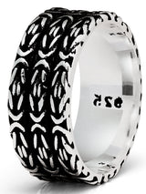 Men's Sterling Silver 925 Ring Oxidized Byzantine Wedding Band Comfort-Fit 9MM