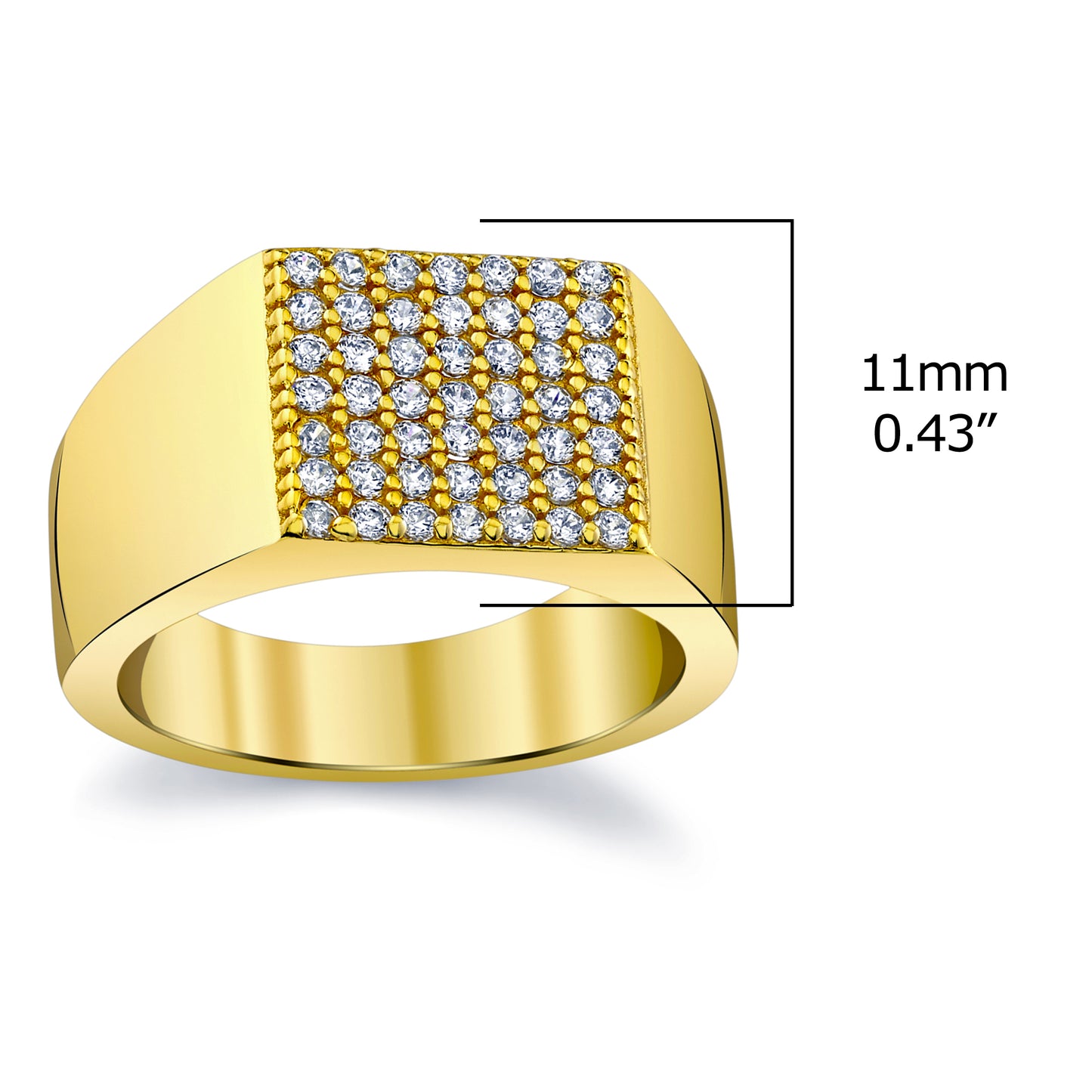 Mens Sterling Silver 925 14K Goldtone Wedding Band Engagement Ring Cubic Zirconia CZ 11MM