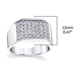 Mens Sterling Silver 925 Wedding Band Engagement Ring Cubic Zirconia CZ 12MM