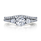 1.32Ct Sterling Silver 2Pc Round-cut Bridal Set Engagement Wedding Ring CZ
