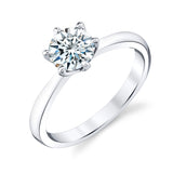 1 Carat Round Brilliant Moissanite Sterling Silver 925 6 Prong cathedral Engagement ring Rhodium plated