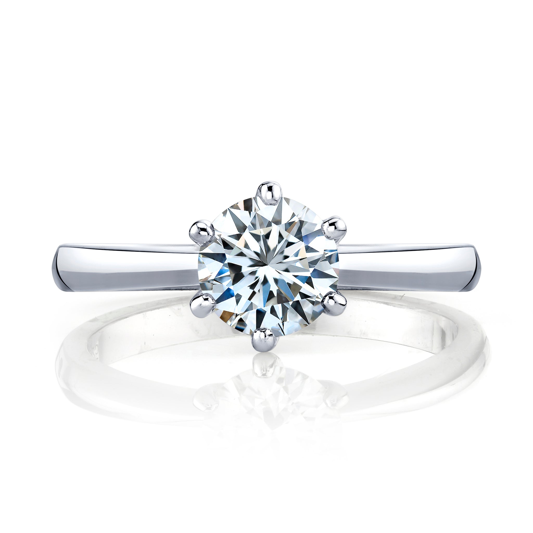 1 Carat Round Brilliant Moissanite Sterling Silver 925 6 Prong cathedral Engagement ring Rhodium plated