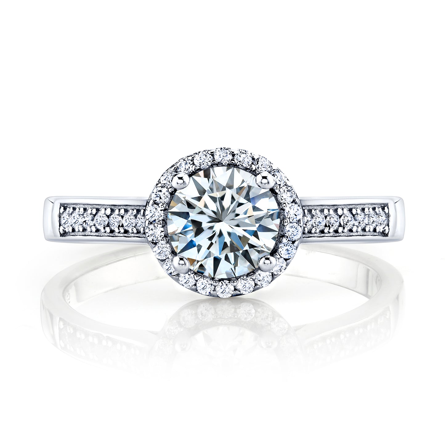 1 Carat Round Brilliant Moissanite Sterling Silver 925 Halo Engagement Ring