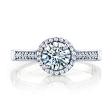 1 Carat Round Brilliant Moissanite Sterling Silver 925 Halo Engagement Ring