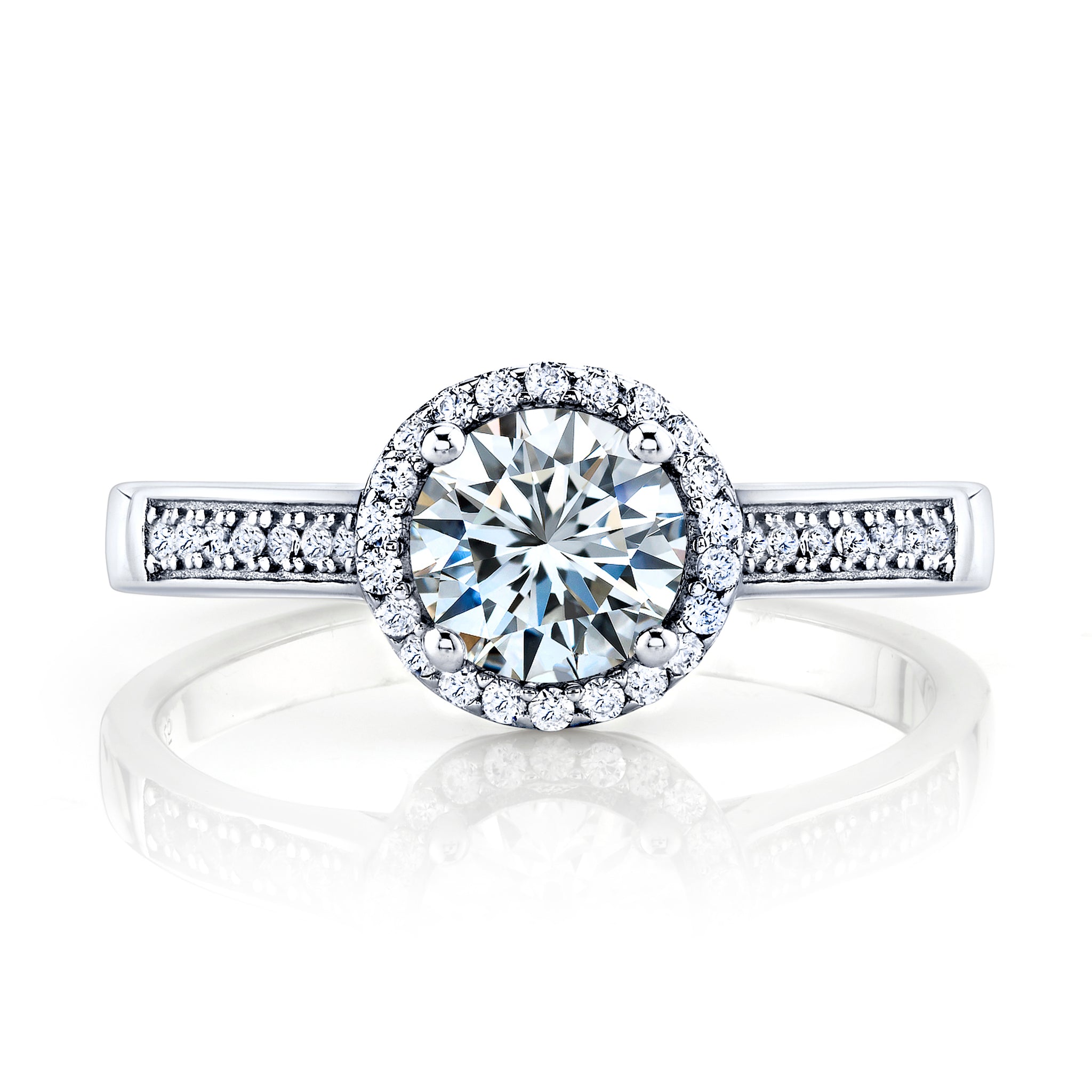 1 Carat Round Brilliant Moissanite Sterling Silver 925 Halo Engagement Ring