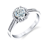 1 Carat Round Brilliant Moissanite Sterling Silver 925 Halo Engagement Ring