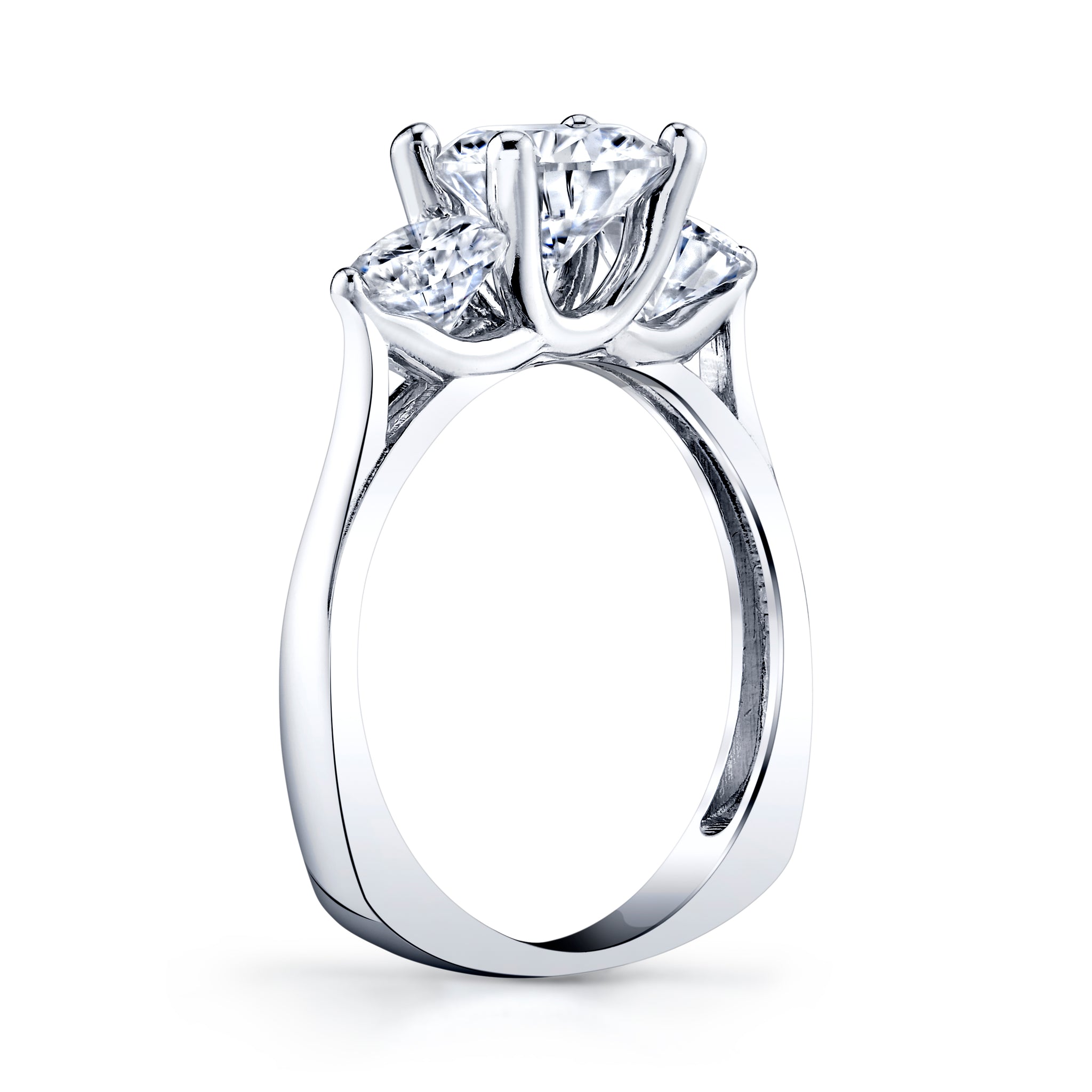 2.25 Carat Round Brilliant Moissanite Past, Present, Future 925 Sterling Silver Engagement Ring