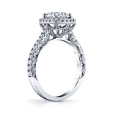 Vintage 2 Carat Round Brilliant Moissanite Halo Sterling Silver Engagement Ring