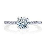 1 Carat Round Brilliant Moissanite Engagement Ring, Rhodium over Sterling Silver 925