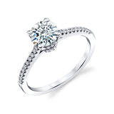 1 Carat Round Brilliant Moissanite Engagement Ring, Rhodium over Sterling Silver 925