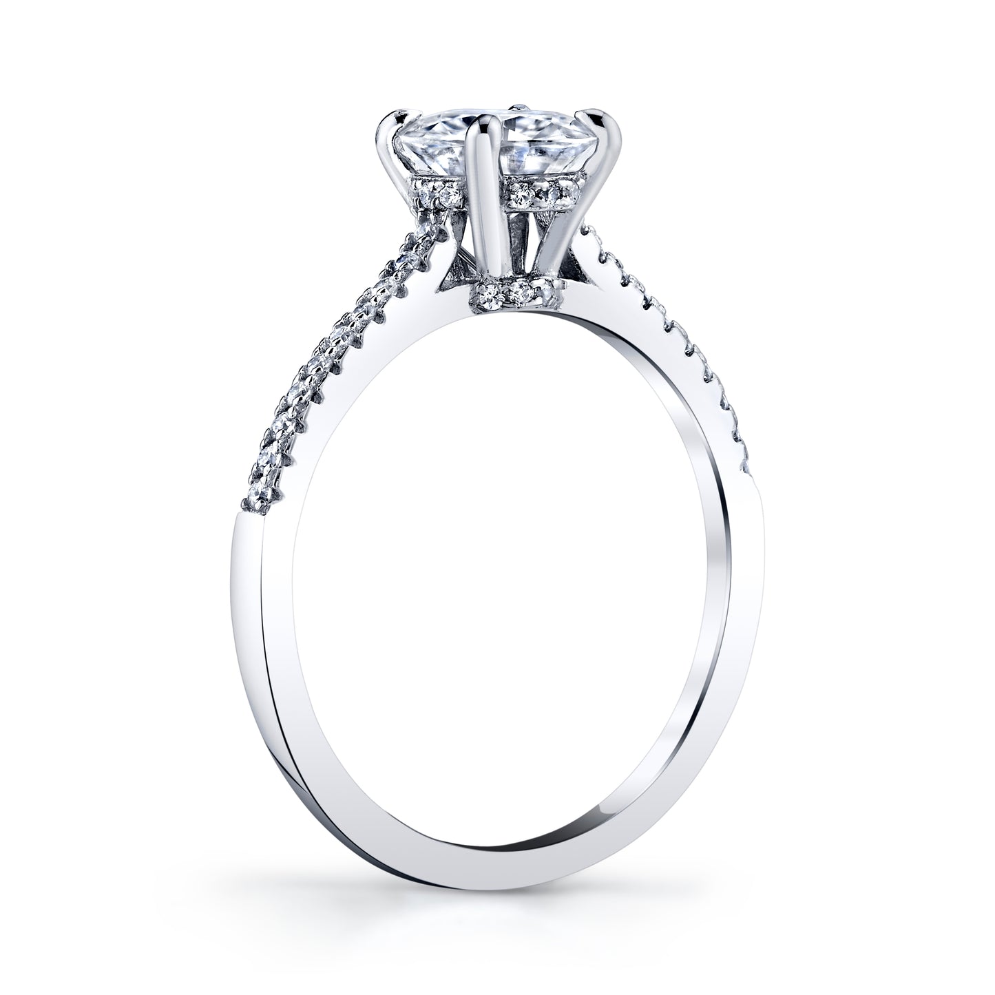 1 Carat Round Brilliant Moissanite Engagement Ring, Rhodium over Sterling Silver 925