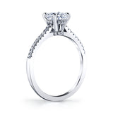 1 Carat Round Brilliant Moissanite Engagement Ring, Rhodium over Sterling Silver 925