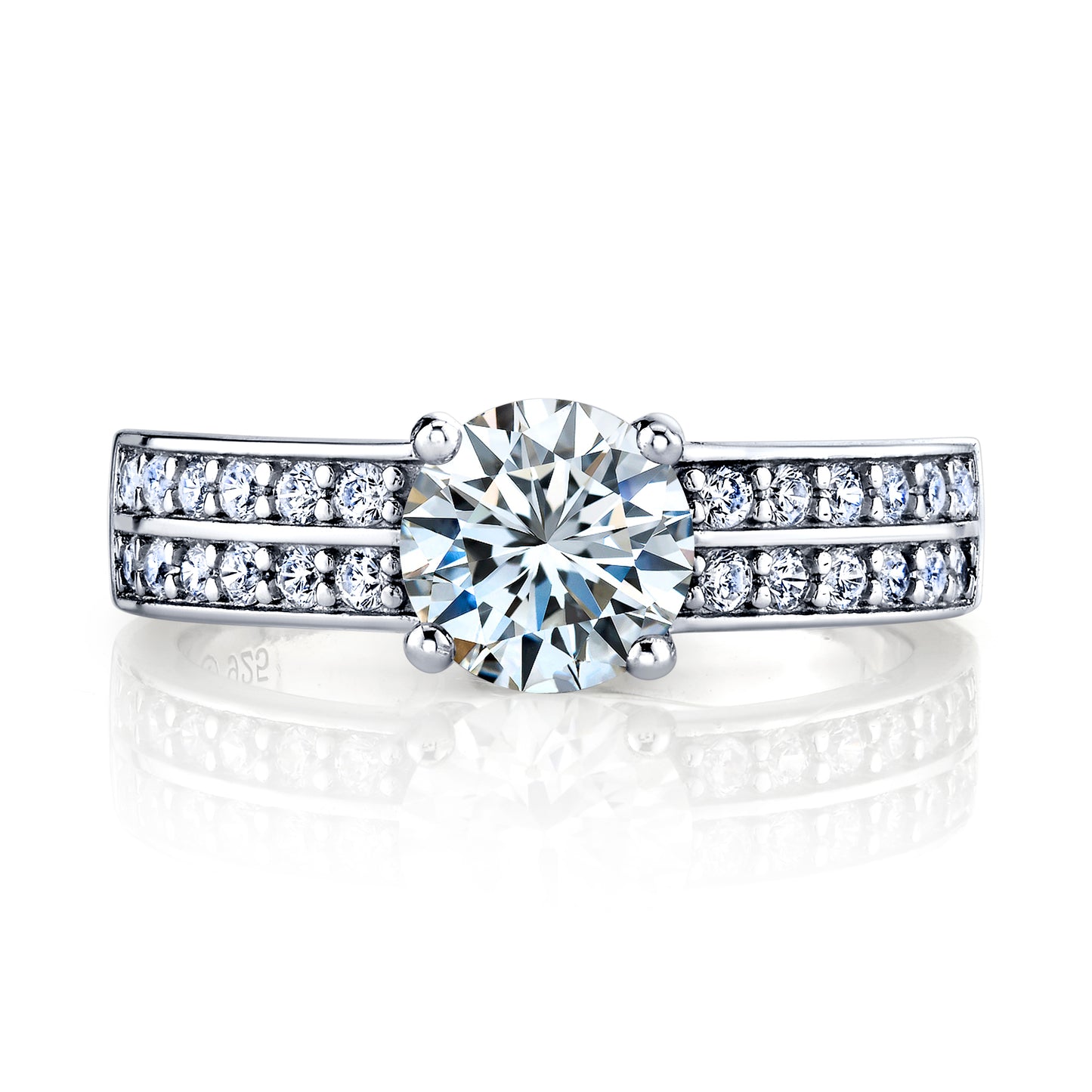1.7 TCW Round Brilliant Moissanite wedding engagement ring, Sterling Silver 925