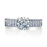 1.7 TCW Round Brilliant Moissanite wedding engagement ring, Sterling Silver 925