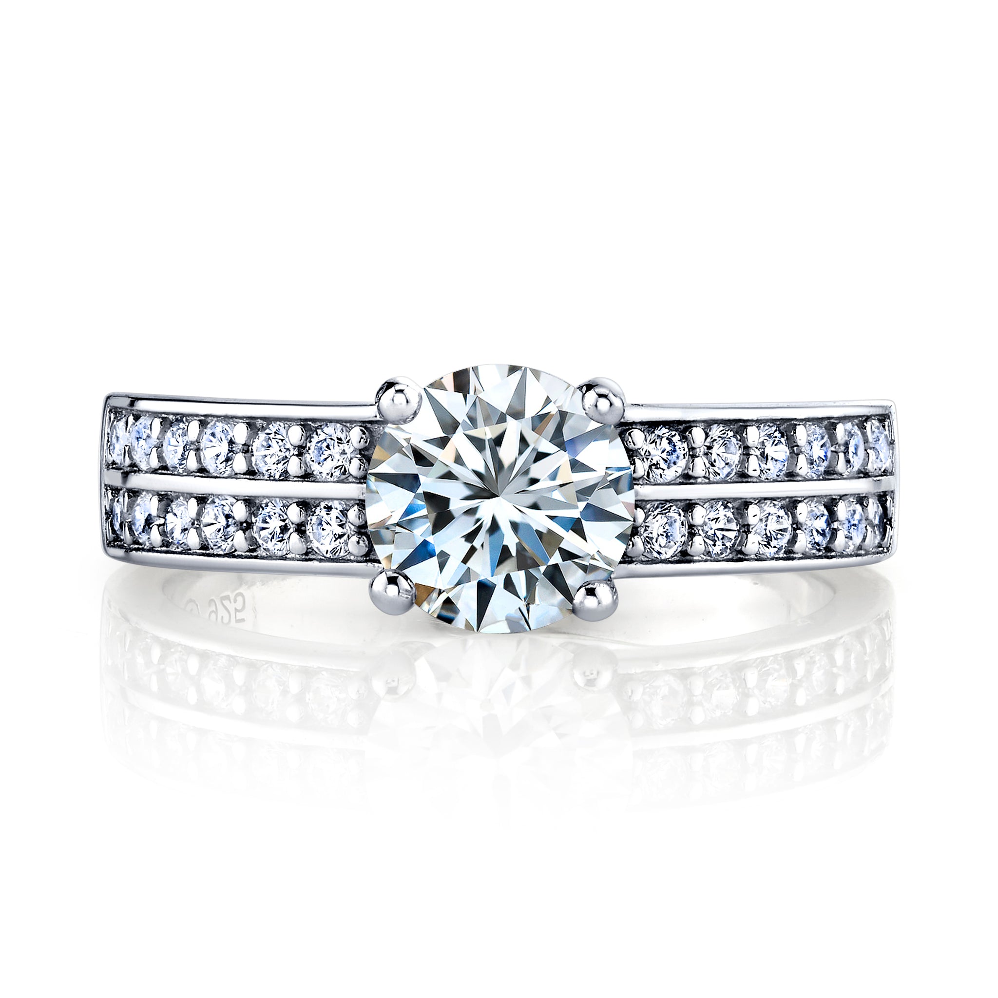 1.7 TCW Round Brilliant Moissanite wedding engagement ring, Sterling Silver 925