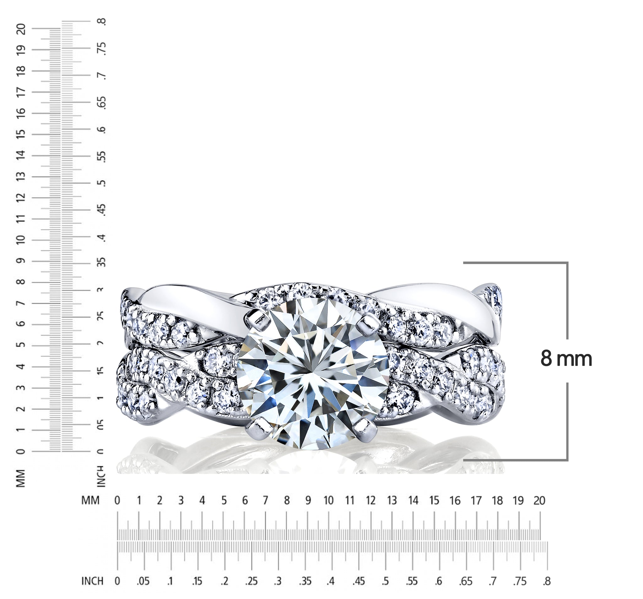 2.5Ct Round Moissanite 18K White Gold Over Silver Eternity Infinity Twist Bridal Set Wedding Engagement Ring