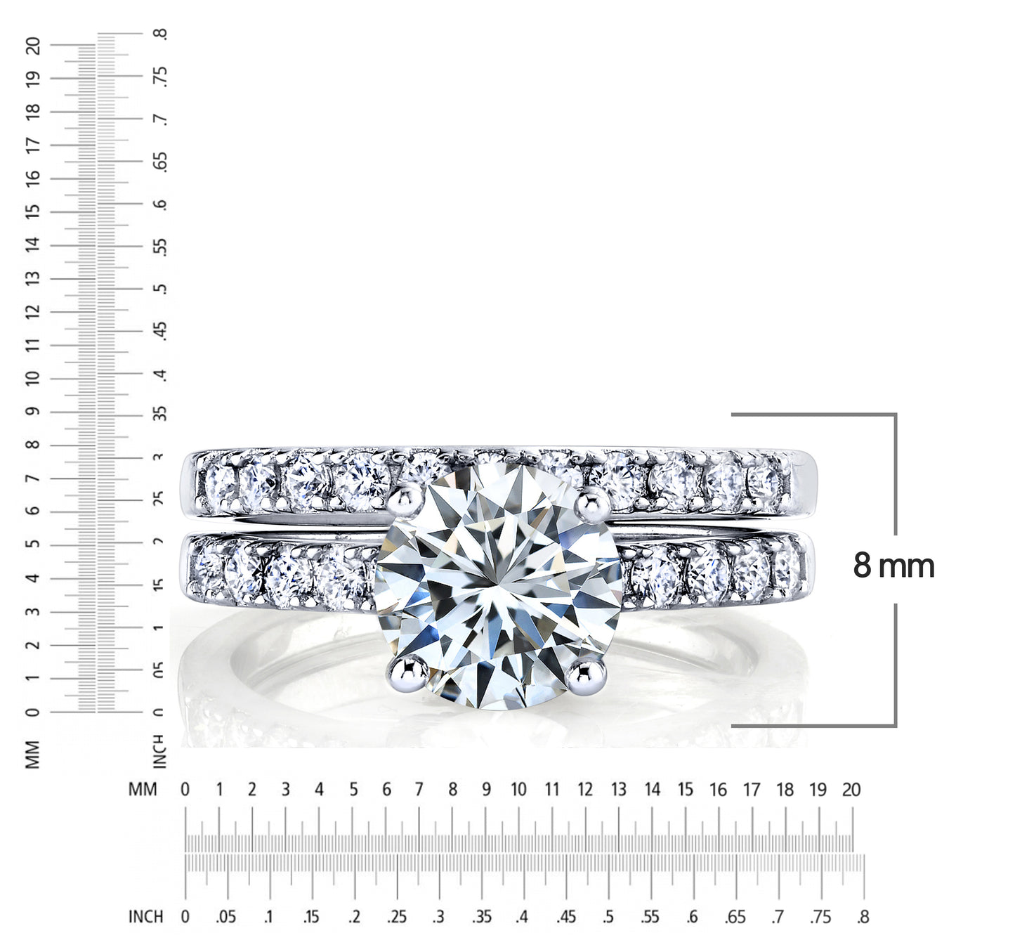 2.25Ct Round Moissanite 18K White Gold Over Silver Under Halo Bridal Set Wedding Engagement Ring Set