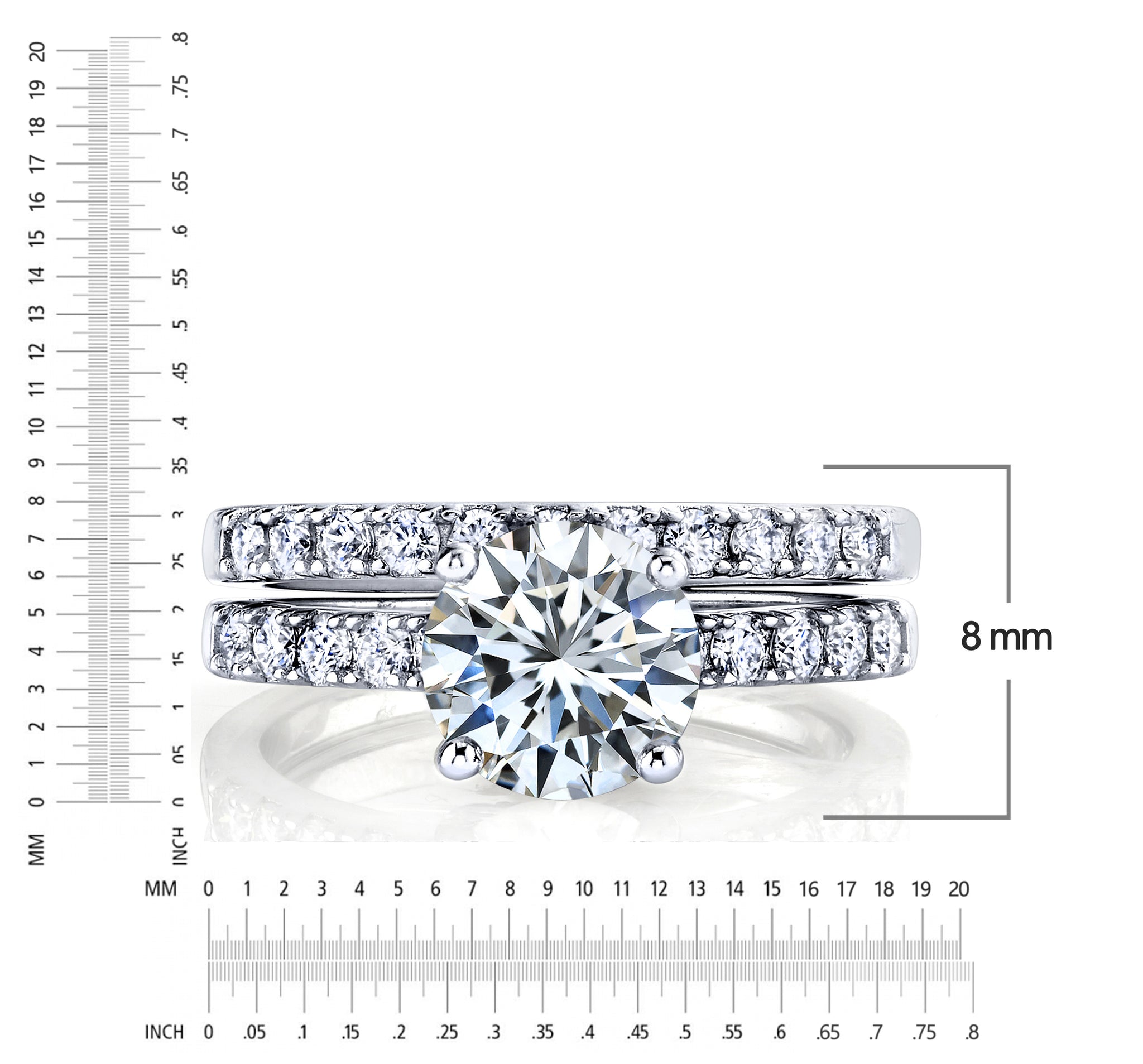 2.25Ct Round Moissanite 18K White Gold Over Silver Under Halo Bridal Set Wedding Engagement Ring Set