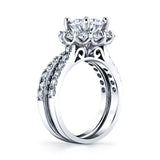3.25Ct Round Moissanite Crown Halo Bridal Set 18K Over Silver Wedding Engagement Ring Set