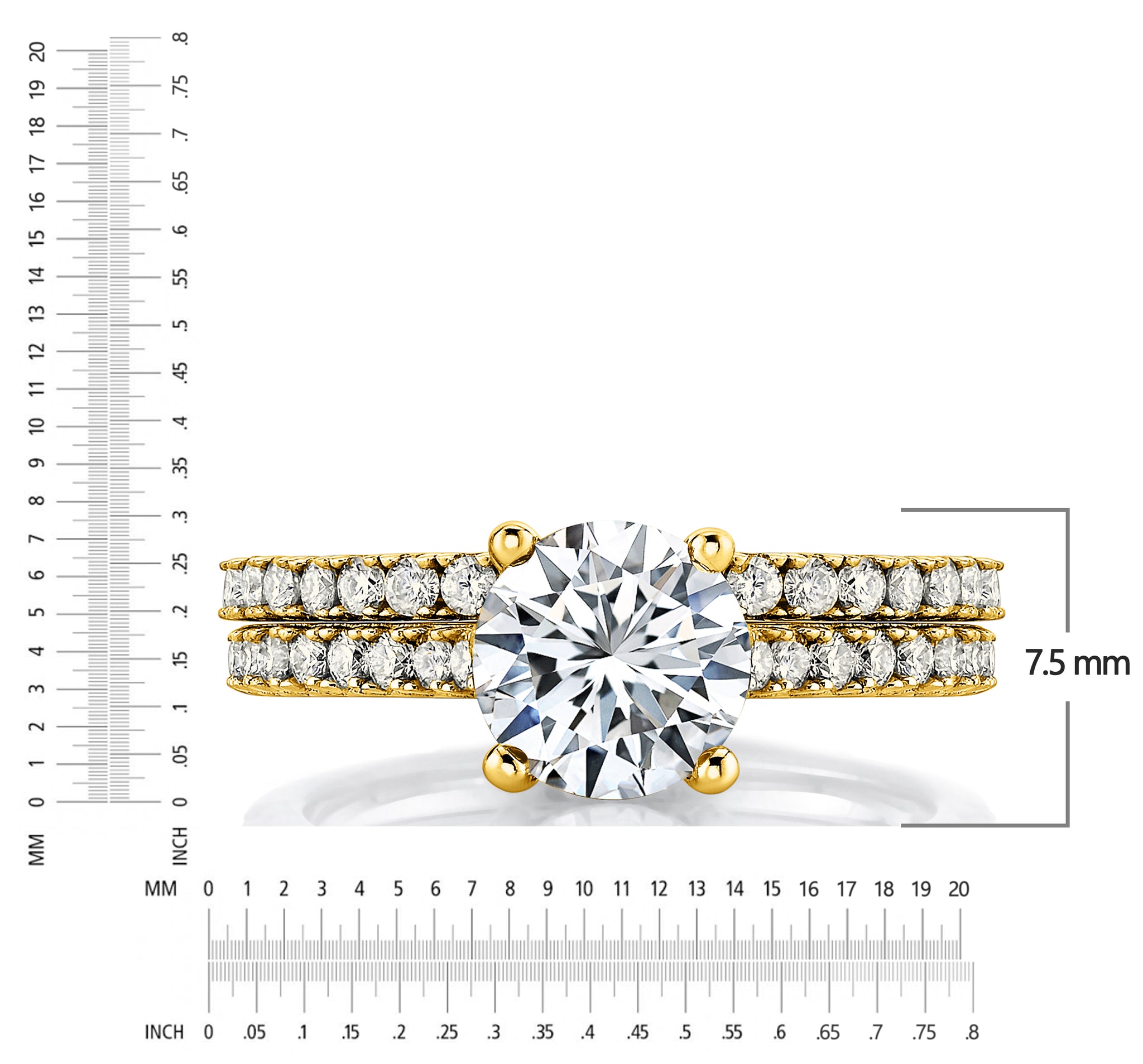 2 Carat Round-Cut Moissanite Halo Bridal Set Engagement Wedding Ring 18K Yellow Gold over Silver