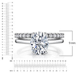 2.5 Carat Oval Moissanite Bridal Set Engagement Wedding Ring 18K White Gold Over Silver 9MM