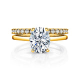 2.5 Carat Oval Under Halo Moissanite Bridal Set Engagement Wedding Ring 18K Yellow Gold over Silver