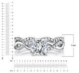2Ct. Cushion Cut Moissanite Engagement Bridal Set Tulip Basket Setting Contoured Infinity Twist Wedding 18K White Gold Over Silver