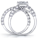 2.10Ct. Princess-Cut Moissanite Cathedral Wedding Bridal Set Engagement Ring 18K White Gold over Silver