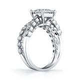 2.10Ct. Princess-Cut Moissanite Cathedral Wedding Bridal Set Engagement Ring 18K White Gold over Silver