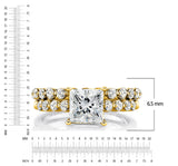 2.10Ct. Princess-Cut Moissanite Cathedral Wedding Bridal Set Engagement Ring 18K Yellow Gold over Silver