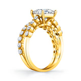 2.10Ct. Princess-Cut Moissanite Cathedral Wedding Bridal Set Engagement Ring 18K Yellow Gold over Silver