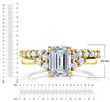 2.75Ct. Emerald Cut Moissanite Victorian Vintage Bridal Set Engagement Ring Wedding Band 18K Yellow Gold over Silver