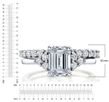 2.75Ct. Emerald Cut Moissanite Victorian Vintage Bridal Set Engagement Ring Wedding Band 18K White Gold over Silver