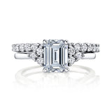 2.75Ct. Emerald Cut Moissanite Victorian Vintage Bridal Set Engagement Ring Wedding Band 18K White Gold over Silver