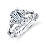 2.75Ct. Emerald Cut Moissanite Victorian Vintage Bridal Set Engagement Ring Wedding Band 18K White Gold over Silver