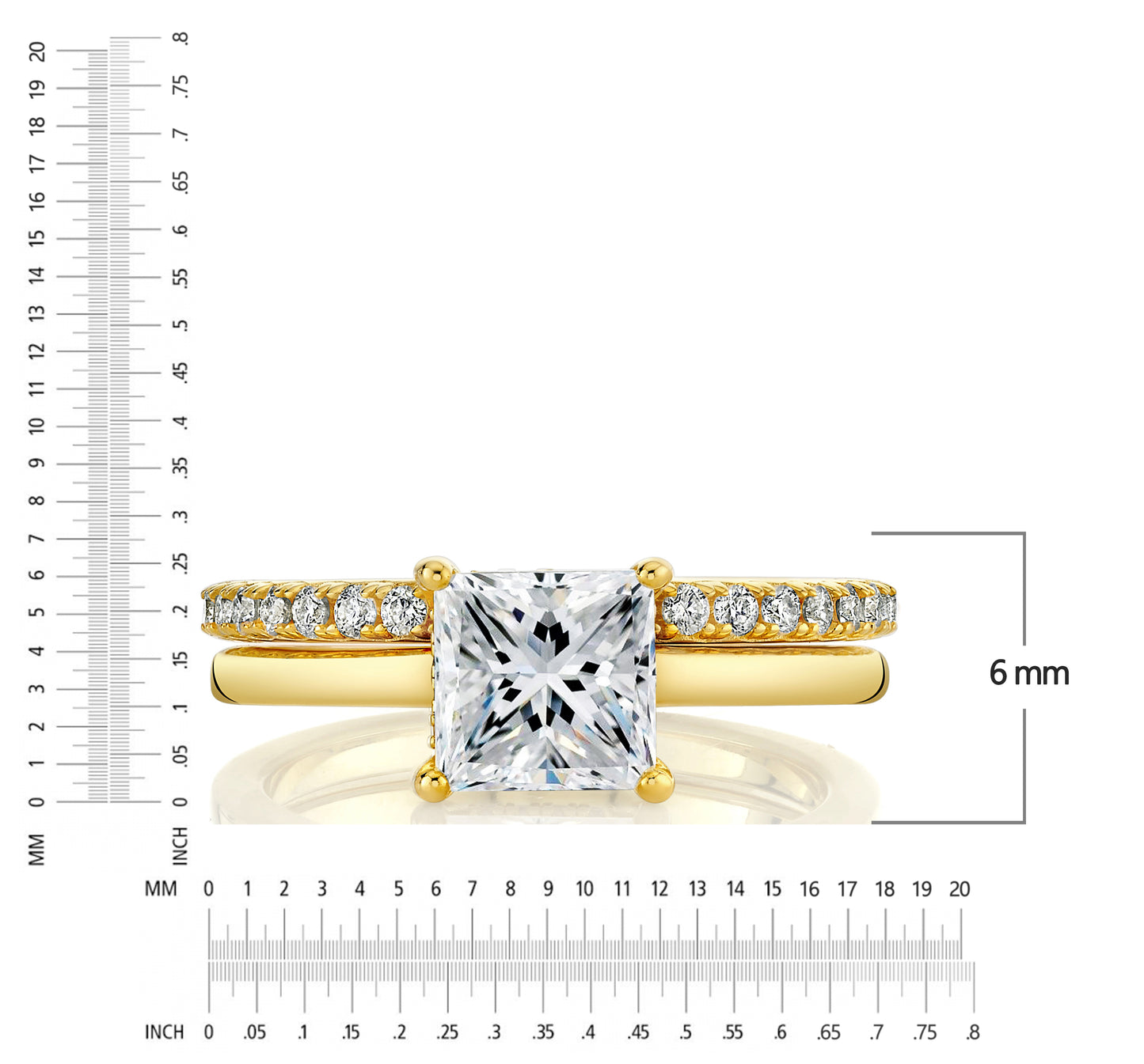 1.85Ct Princess-Cut Moissanite Under Halo Wedding Ring Band Bridal Set 18K Gold over Silver
