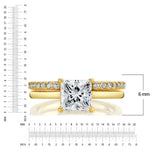 1.85Ct Princess-Cut Moissanite Under Halo Wedding Ring Band Bridal Set 18K Gold over Silver