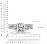 2.3Ct Princess-Cut Moissanite Catherdral Wedding Ring Band Bridal Set 18K White Gold over Silver